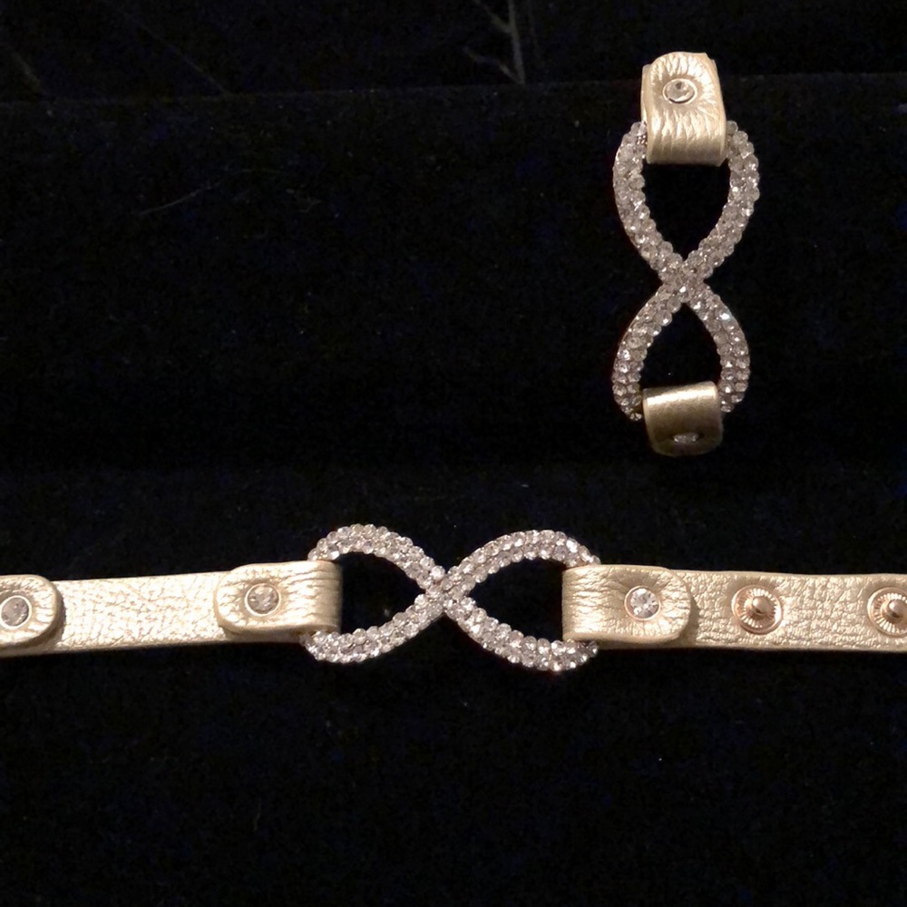 NEW Gold & Rhinestones infinity strap bracelet.